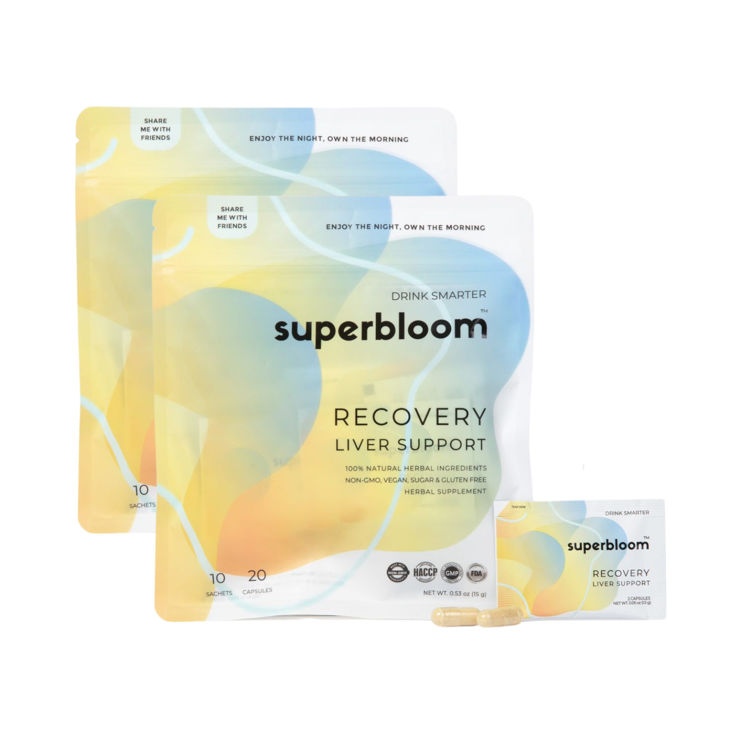 Two Pack Hangover Pills - Recovery Liver Support (2 x 10 Sachet Pack)